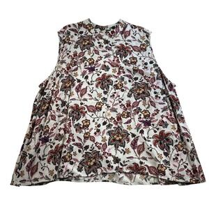 J. Jill Plus 4X Woman's Mock Neck Sleeveless Top Floral Blouse Rayon Flowy